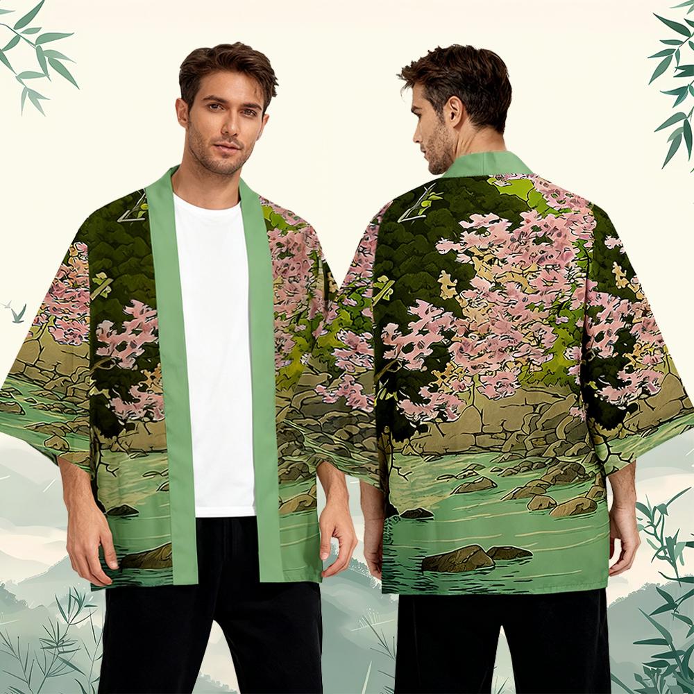 Street Fashion Kimono - Patrón de flor de cerezo estilo