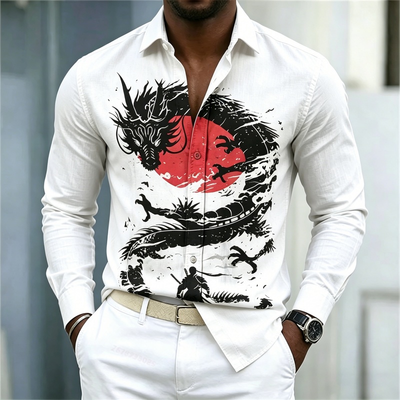 Street Fashion Casual - Camisa de Hombre 2026, Blanca, Negra