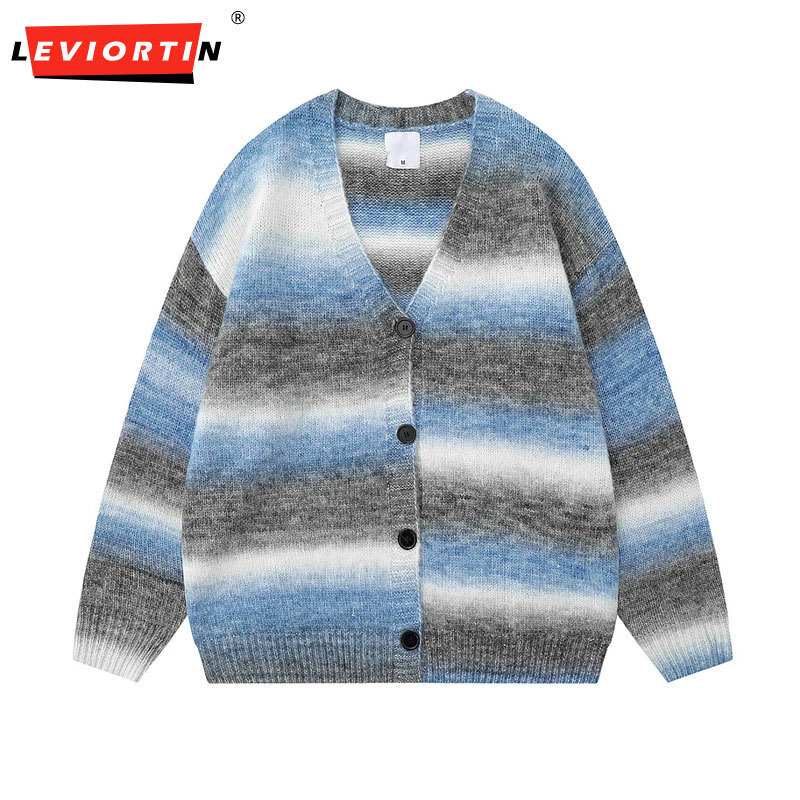 Italy Fashion Street - Cárdigan degradado de invierno para hombre,