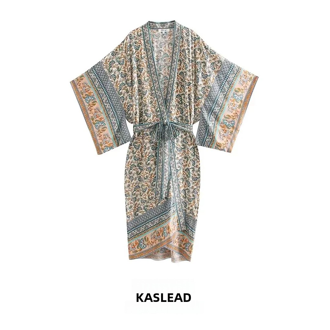Street Fashion Kimono - KASLEAD Nuevo Vestido Kimono Largo de