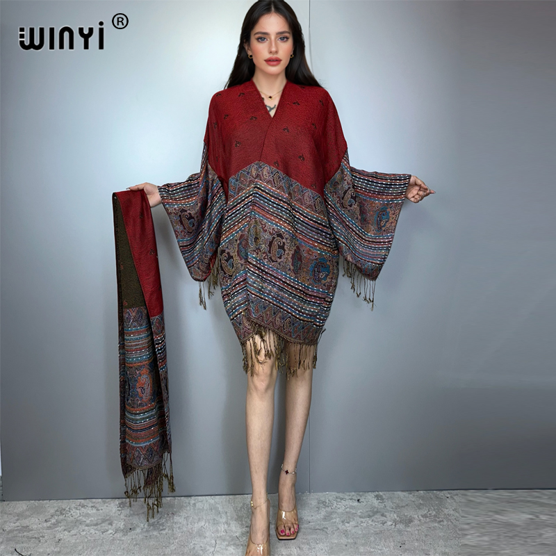 Street Fashion Kimono - WINYI kimono maxi abrigo África mujer