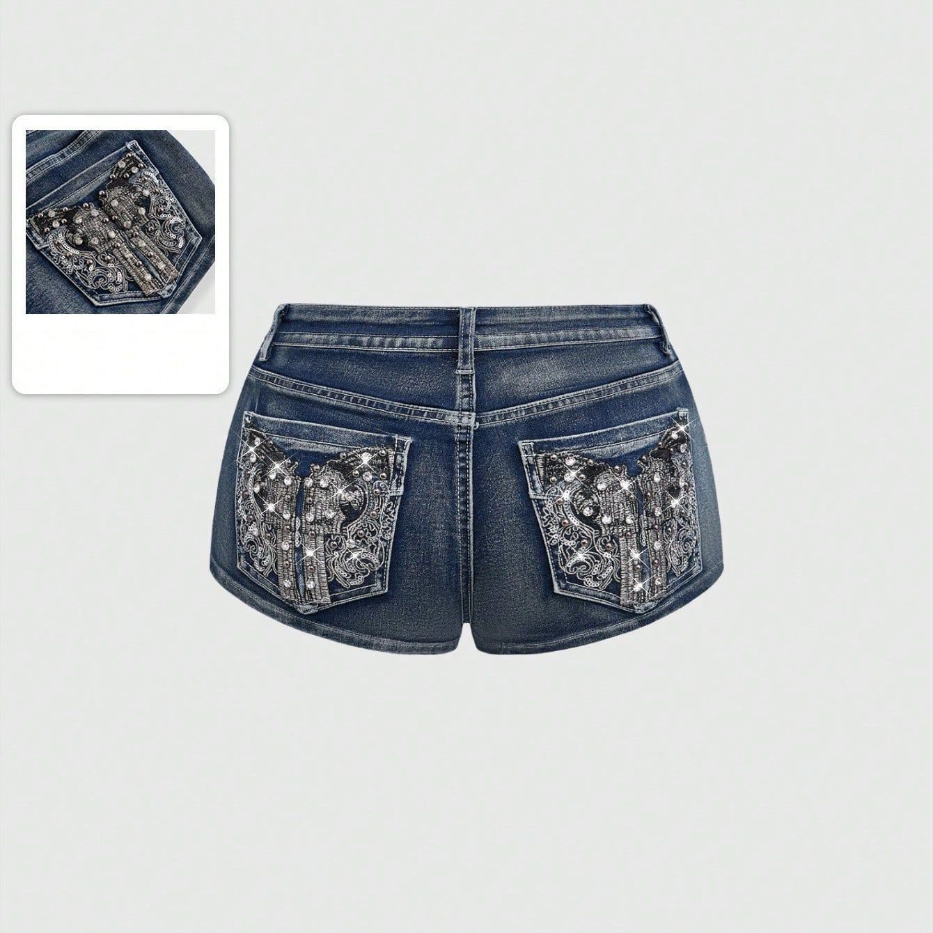 Shorts de mezclilla bordados c - Street Fashion Jeans reseña y precio
