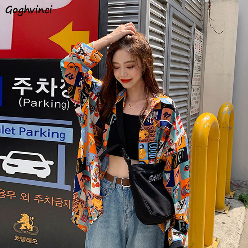 Camisas estampadas de primaver - Korean Street Fashion Female reseña y precio