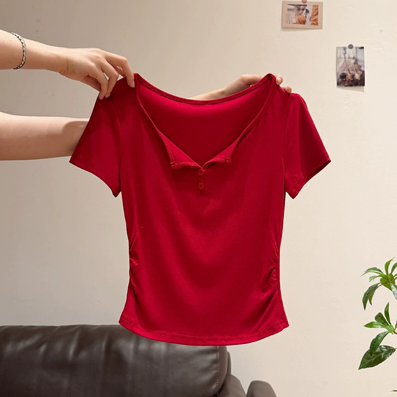 Camisetas de Mujer con Cuello  - Korean Street Fashion Female reseña y precio