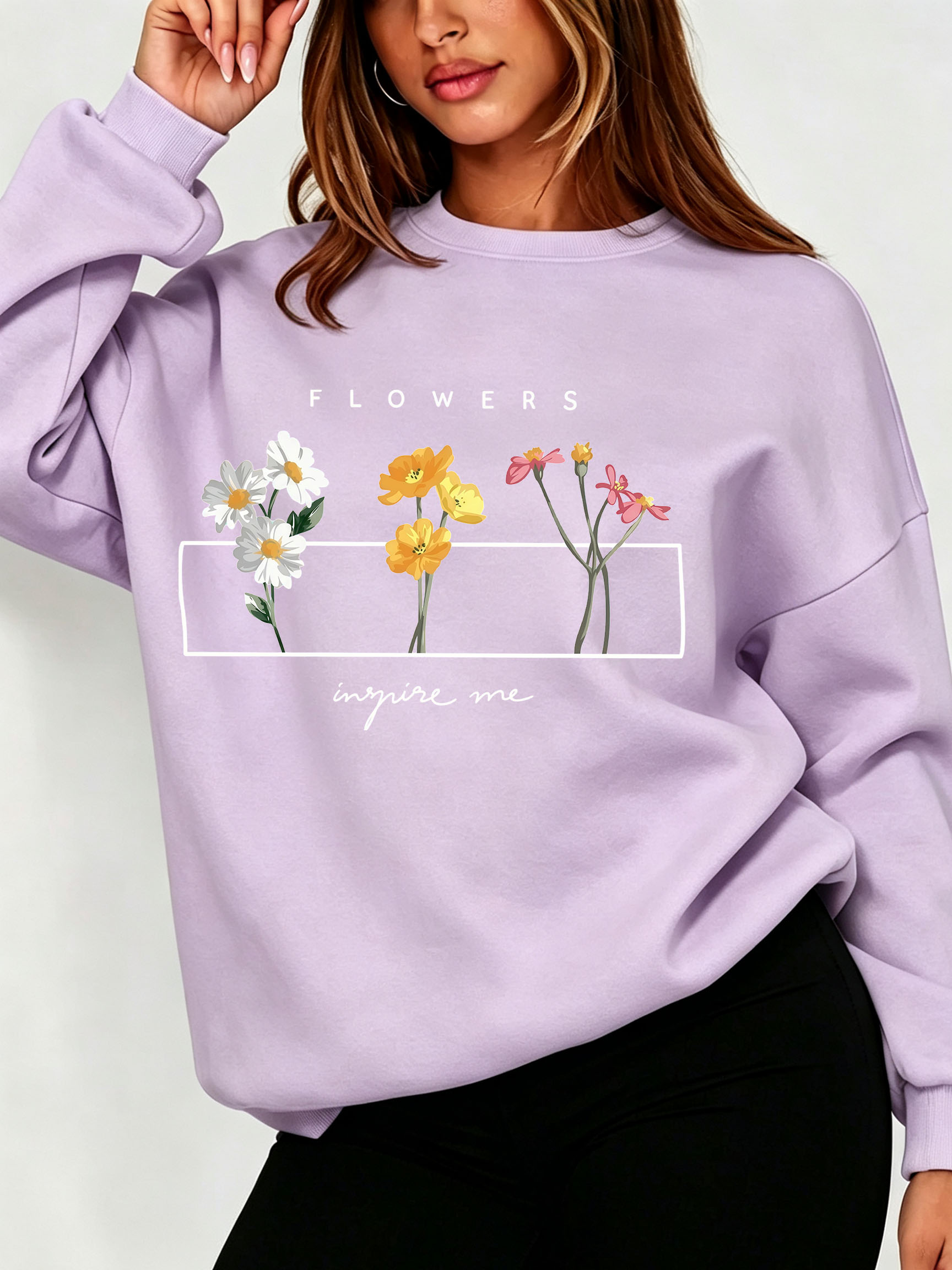 Sudadera Floral Daisy para Muj - Oversized Crewneck Fleece reseña y precio