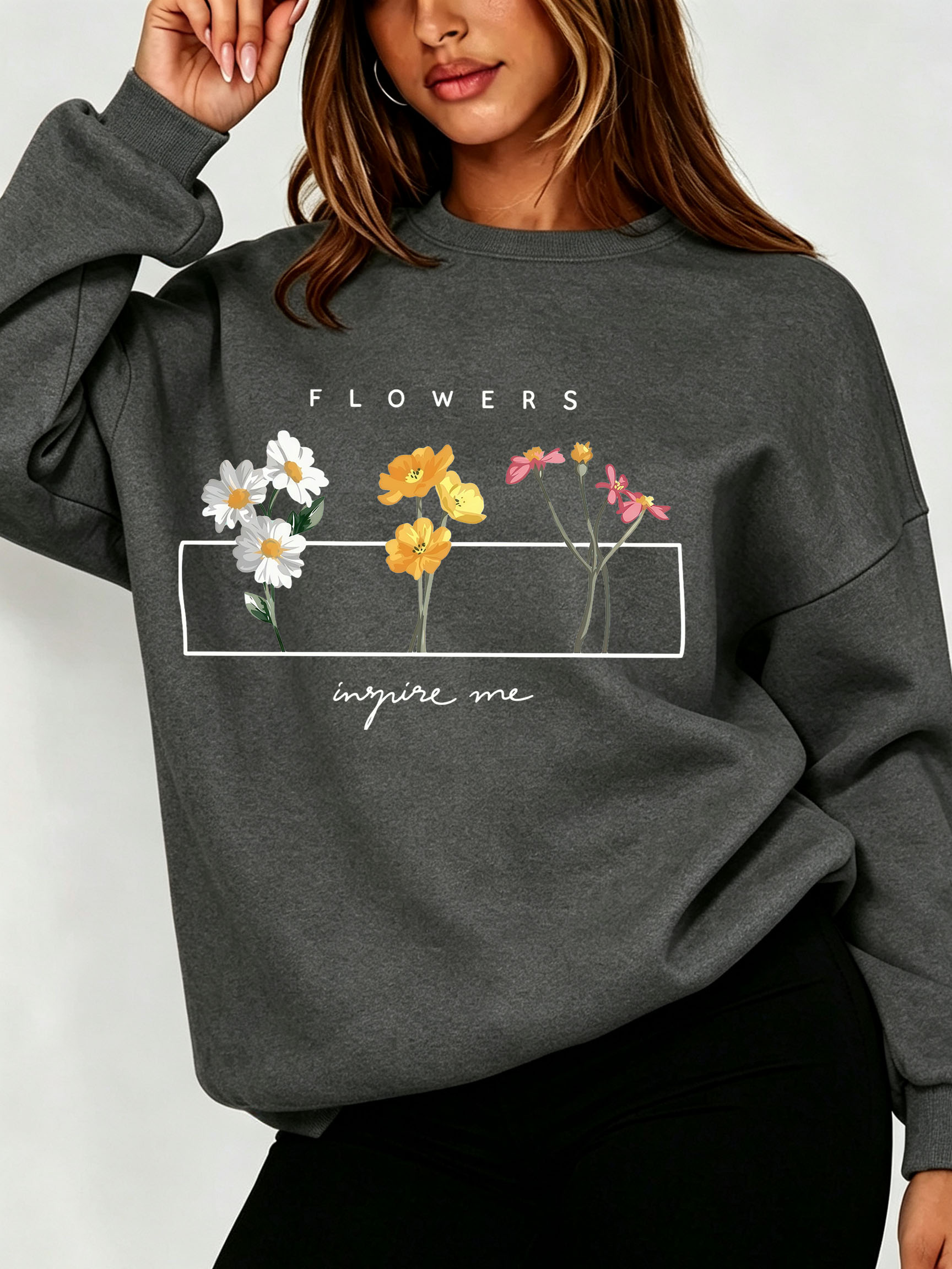 Sudadera Floral Daisy para Muj - Oversized Crewneck Fleece reseña y precio