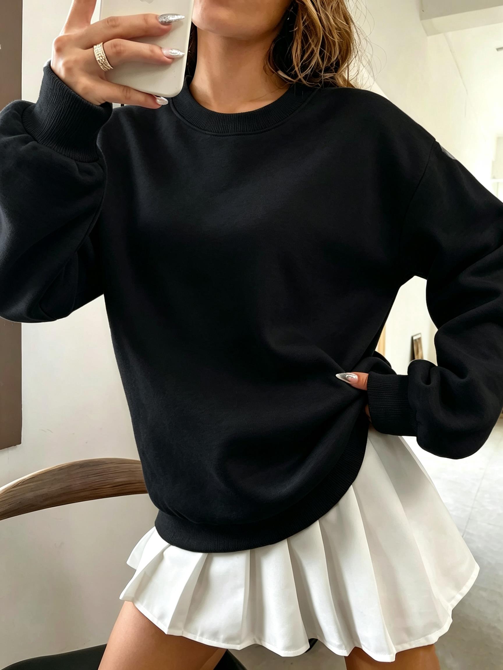 Sudadera coreana de gran tamañ - Oversized Crewneck Fleece reseña y precio