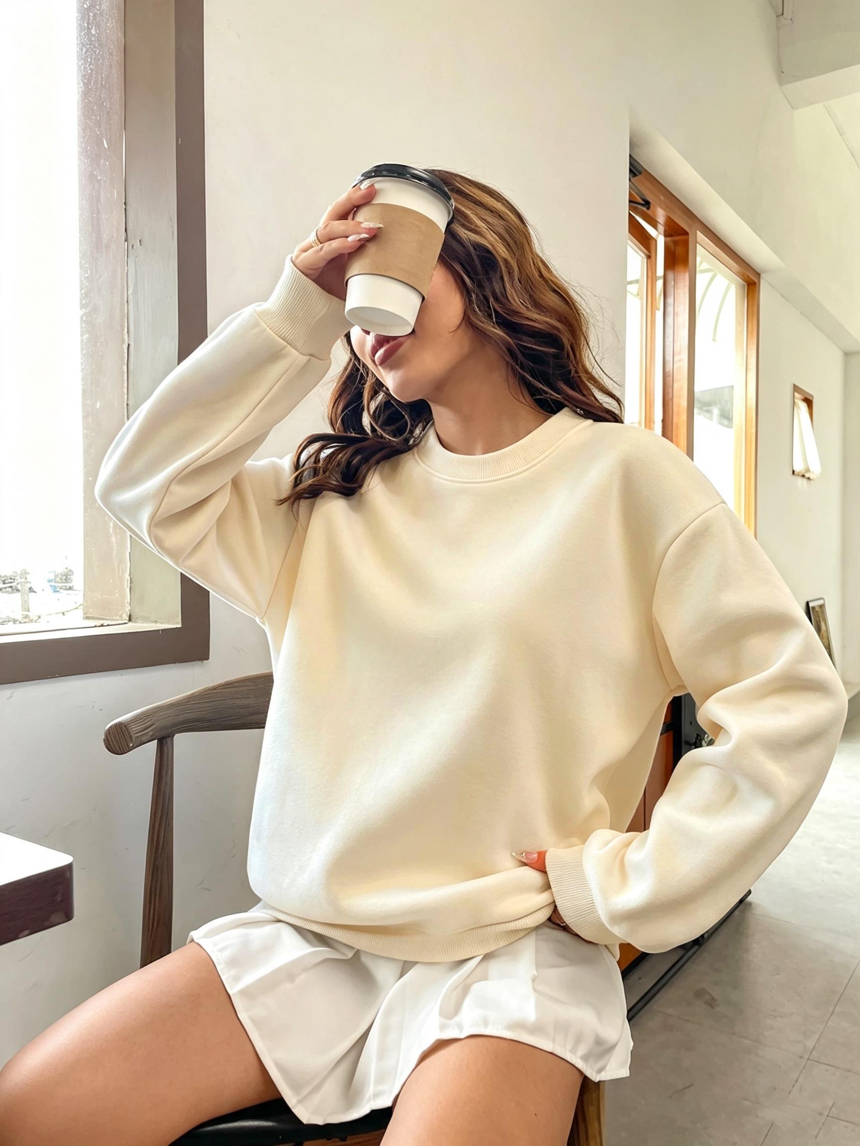 Sudadera coreana de gran tamañ - Oversized Crewneck Fleece reseña y precio